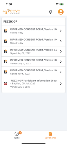 iOS documents page